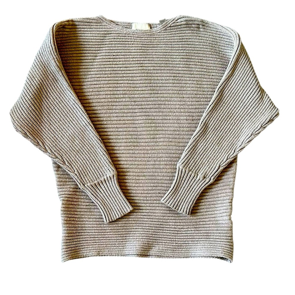 ELIE. by Elie Tahari tan ribbed dolman sleeve sweater size Medium - Picture 1 of 5